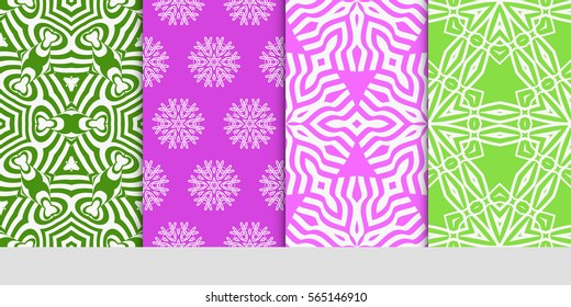 set of seamless floral pattern. abstract geometry flower. vector illustration. interior decoration, wallpaper, presentation, fashion design