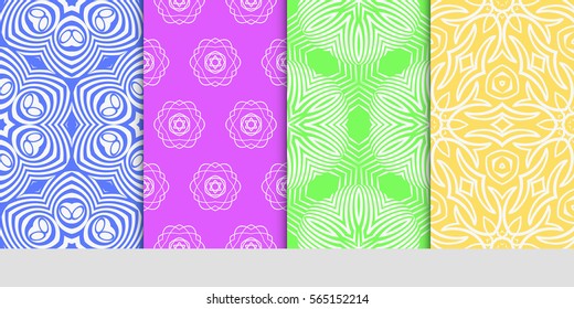 set of seamless floral pattern. abstract geometry flower. vector illustration. interior decoration, wallpaper, presentation, fashion design