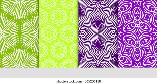 set of seamless floral pattern. abstract geometry flower. vector illustration. interior decoration, wallpaper, presentation, fashion design