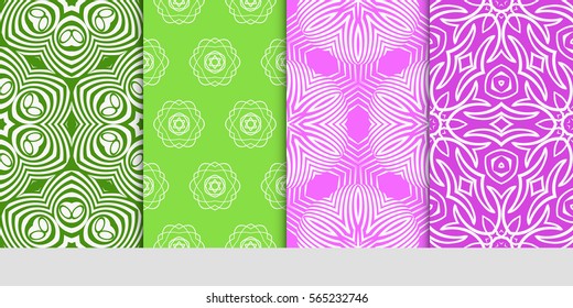 set of seamless floral pattern. abstract geometry flower. vector illustration. interior decoration, wallpaper, presentation, fashion design