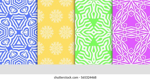 set of seamless floral pattern. abstract geometry flower. vector illustration. interior decoration, wallpaper, presentation, fashion design