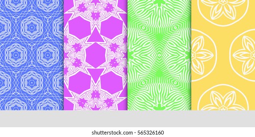 set of seamless floral pattern. abstract geometry flower. vector illustration. interior decoration, wallpaper, presentation, fashion design