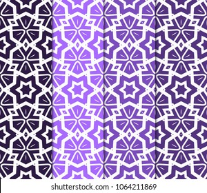 Set of Seamless Floral pattern. Art-deco Geometric background. Modern graphic design. Vector illustration.
