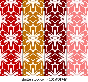 Set of Seamless Floral pattern. Art-deco Geometric background. Modern graphic design. Vector illustration