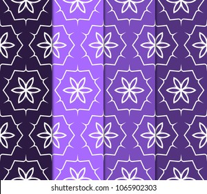 Set of Seamless Floral pattern. Art-deco Geometric background. Modern graphic design. Vector illustration