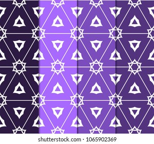 Set of Seamless Floral pattern. Art-deco Geometric background. Modern graphic design. Vector illustration.