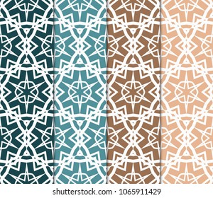 Set of Seamless Floral pattern. Art-deco Geometric background. Modern graphic design. Vector illustration