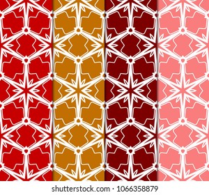 Set of Seamless Floral pattern. Art-deco Geometric background. Modern graphic design. Vector illustration
