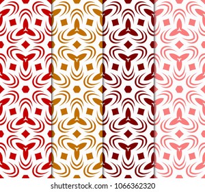 Set of Seamless Floral pattern. Art-deco Geometric background. Modern graphic design. Vector illustration