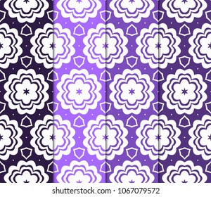 Set of Seamless Floral pattern. Art-deco Geometric background. Modern graphic design. Vector illustration