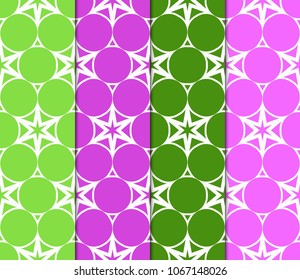 Set of Seamless Floral pattern. Art-deco Geometric background. Modern graphic design. Vector illustration