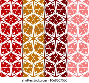 Set of Seamless Floral pattern. Art-deco Geometric background. Modern graphic design. Vector illustration