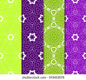 Set of seamless floral pattern with hand drawn texture. Ornament for interior design, greeting cards, birthday or wedding invitations, fabric print. Ethnic background in arabian style.