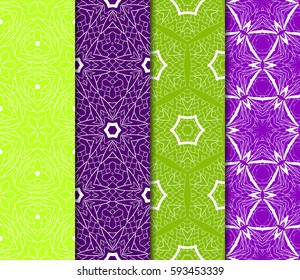 Set of seamless floral pattern with hand drawn texture. Ornament for interior design, greeting cards, birthday or wedding invitations, fabric print. Ethnic background in arabian style.