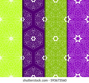 Set of seamless floral pattern with hand drawn texture. Ornament for interior design, greeting cards, birthday or wedding invitations, fabric print. Ethnic background in arabian style.