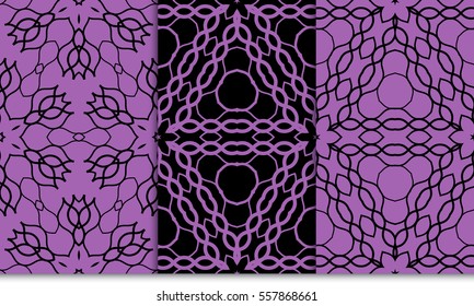 set of seamless floral pattern. romantic flower. vector illustration. For interior design, wallpaper
