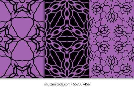 set of seamless floral pattern. romantic flower. vector illustration. For interior design, wallpaper