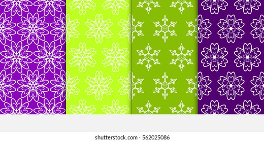set of seamless floral pattern. romantic flower. vector illustration. For interior design, wallpaper