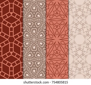 Set of Seamless Floral pattern. Stylish Geometric background. Leaf ornament. Modern graphic design. Vector illustration
