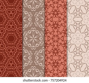 Set of Seamless Floral pattern. Stylish Geometric background. Leaf ornament. Modern graphic design. Vector illustration