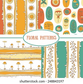Set of seamless floral pattern (vector)