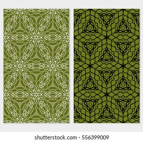 set of seamless floral pattern. vector illustration. For interior design, wallpaper. green color