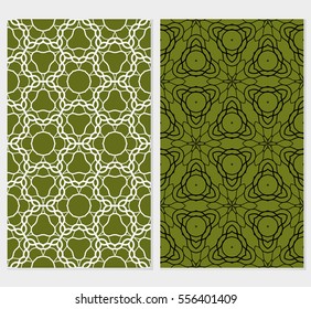 set of seamless floral pattern. vector illustration. For interior design, wallpaper. green color