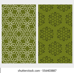 set of seamless floral pattern. vector illustration. For interior design, wallpaper. green color