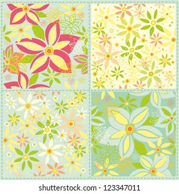 set of seamless floral patterns