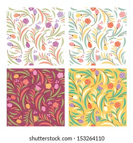 set of seamless floral patterns