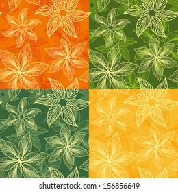 set of seamless floral patterns