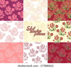 Set of seamless floral patterns