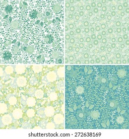 Set of seamless floral patterns