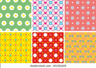 Set of seamless floral patterns. Set of children's patterns