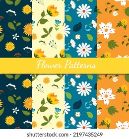 Set of seamless floral patterns. Modern design for paper, cover, fabric, interior decor and other users.
