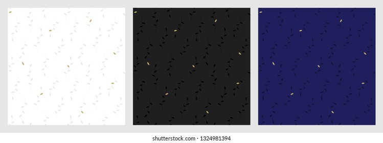 Set of seamless floral patterns. Pattern for wallpaper wrapping paper. The atmosphere of modern luxury. Black and Gold
