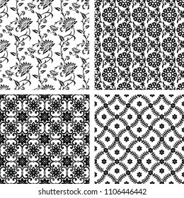 Set of seamless floral wallpaper