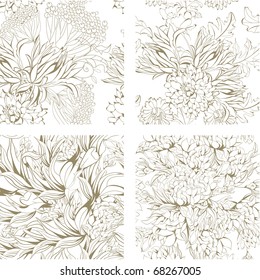 Set of seamless floral wallpaper