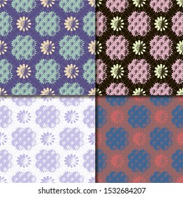 Set of seamless flower pattern. Abstract texture designs can be used 
for backgrounds, fabrics, gift wrapping, templates.
