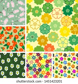 Set of seamless flower patterns
