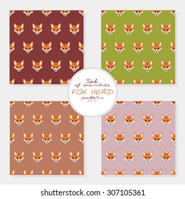 Set of seamless fox head pattern