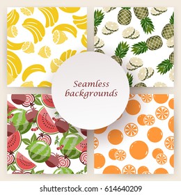 Set of seamless fruit backgrounds, vector