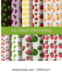 Set of seamless fruit patterns