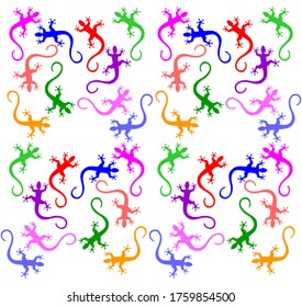 Set of seamless gecko patterns - vector illustration