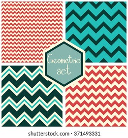 Set. Seamless geometric abstract pattern with zigzags. Can be used in textiles, for book design, website background.