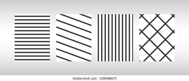 set of seamless geometric black and white patterns