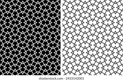 Set of Seamless Geometric Black and White Patterns. Vector Art.