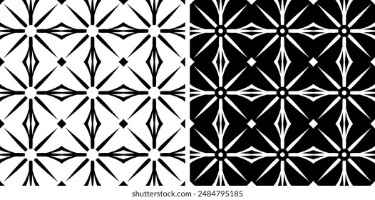 Conjunto de patrones geométricos sin fisuras en blanco y negro. Arte vectorial.