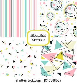 Set of seamless geometric colorful pattern