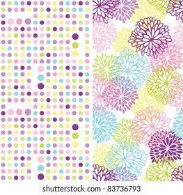 Set of seamless geometric and floral backgrounds